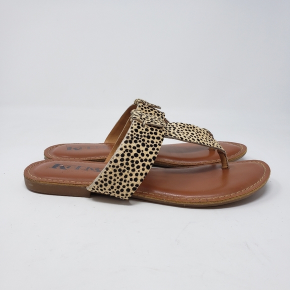 Korks by Kork Ease Dawn Calf Hair Leopard Animal Print Thong Sandals Size 7 - Picture 4 of 8